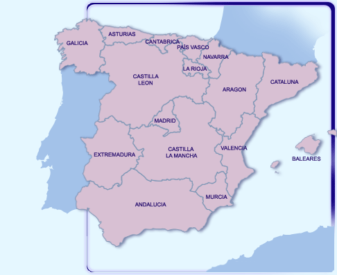 Carte d'Espagne - Cliquez pour choisir la région