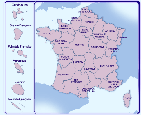 Carte de France - Cliquez pour choisir la région